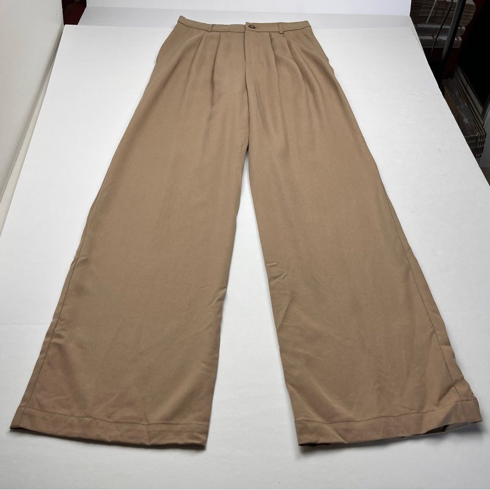 Reformation Mason Wide Leg Tencel Lyocell Pants Beige High Waist Trouser 4 *FLAW